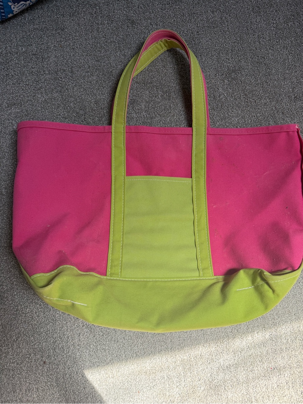 L.L.Bean Bag: Canvas Tote Bag in Hot Pink and Lime Green